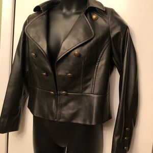 Ladies brown faux leather jacket